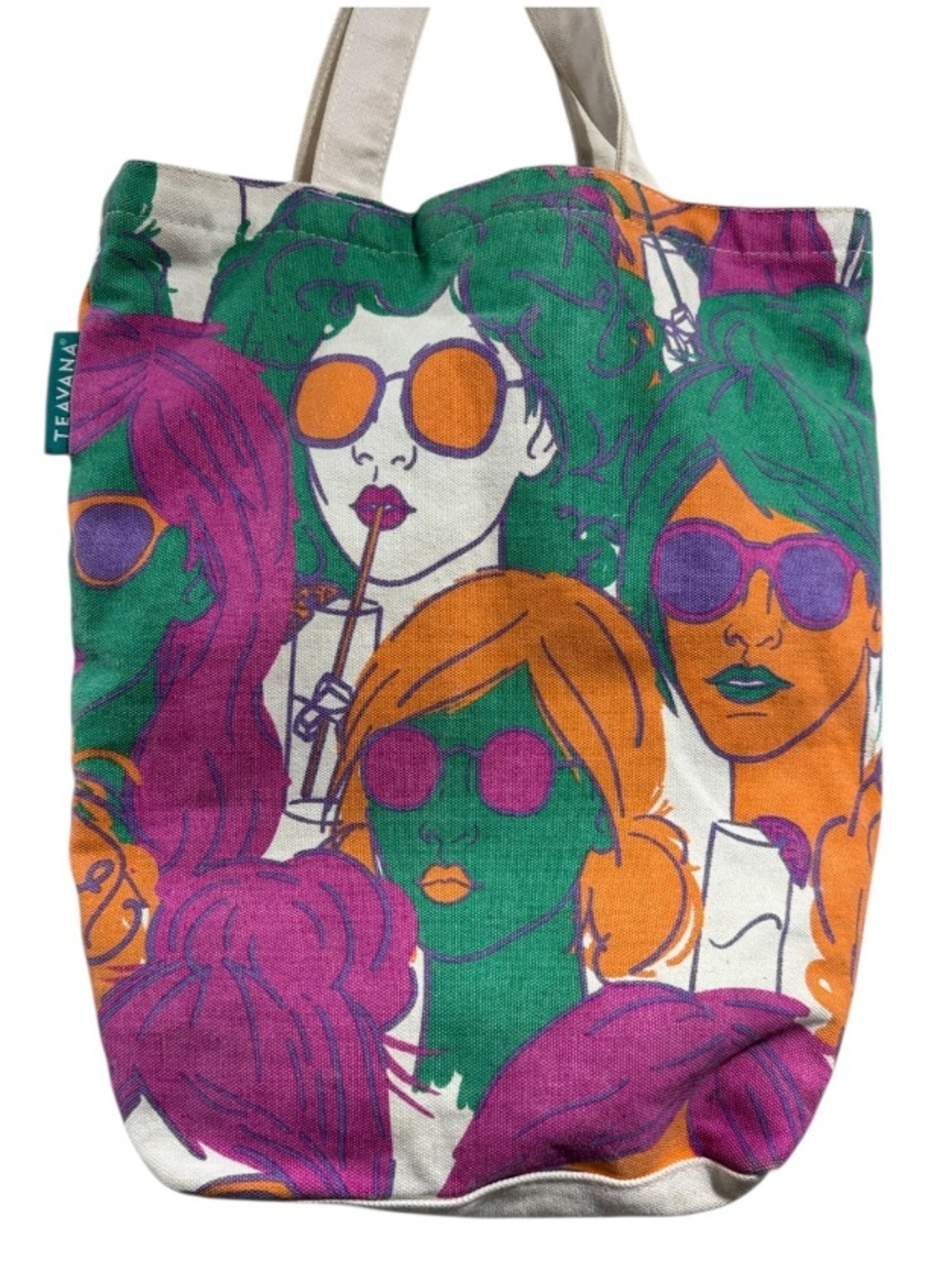 Teavana colorful Graphic Tote Bag canvas book bag reusable durable